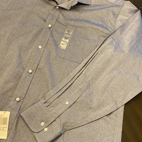Tommy Hilfiger Mens Long Sleeve Button Shirt Blue/Grey Wrinkle Resistant XL NWT - Picture 6 of 8
